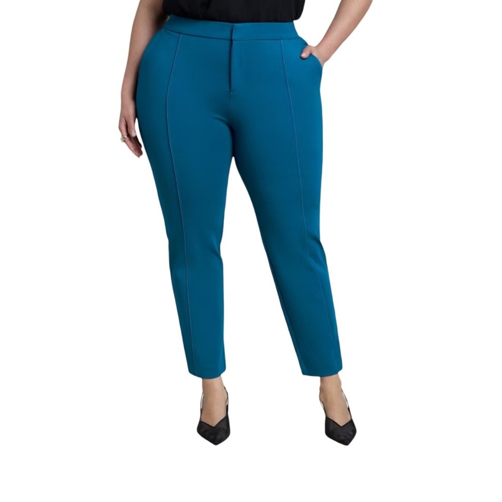 Michael Kors Teal Ankle Pants Pintuck Front Tailored Trousers Size 14